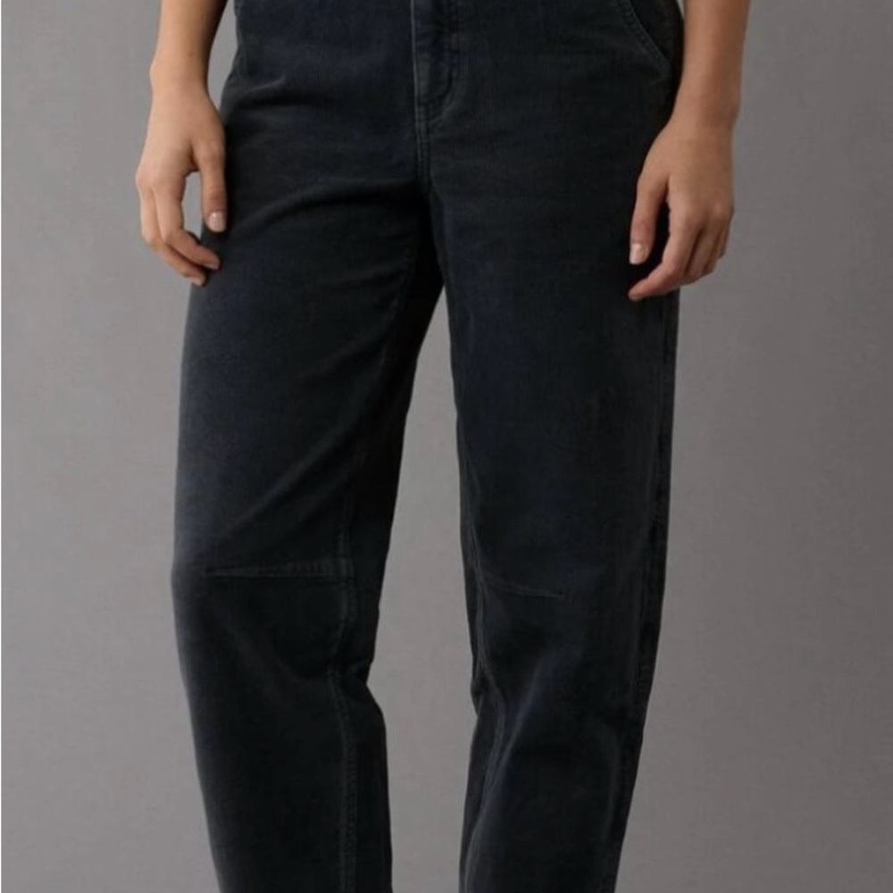 American Eagle barrel-leg paperbag waist corduroy pants